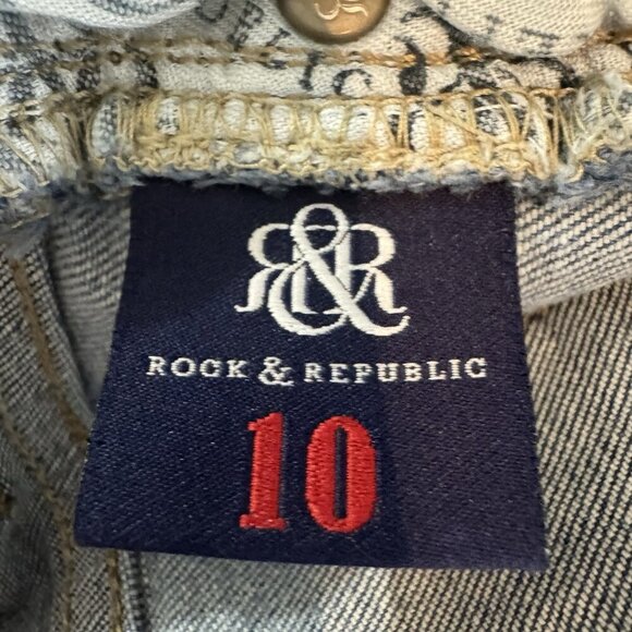 ROCK & REPUBLIC Y2K Berlin Jeans Womens 10 Light Blue Embroidered Pocket Distres - Picture 11 of 16